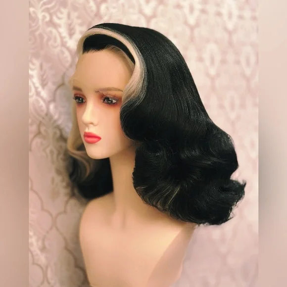 Vixen Inspired Jet Black and Platinum Highlight Lacefront Wig - Picture 3 of 4